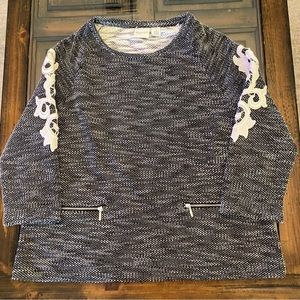 Chico’s Zenergy Sweater 3/4 sleeves with embroidery size 1 size S